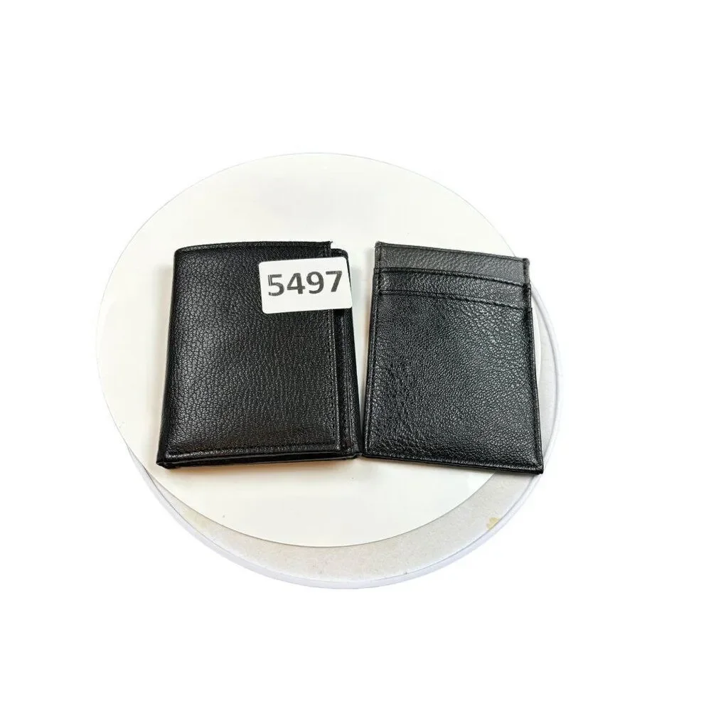 Men's Black Leather Wallet With Card Holder & ID Window